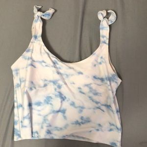 Kortni Jeane shoulder tie top, cloud print, Large